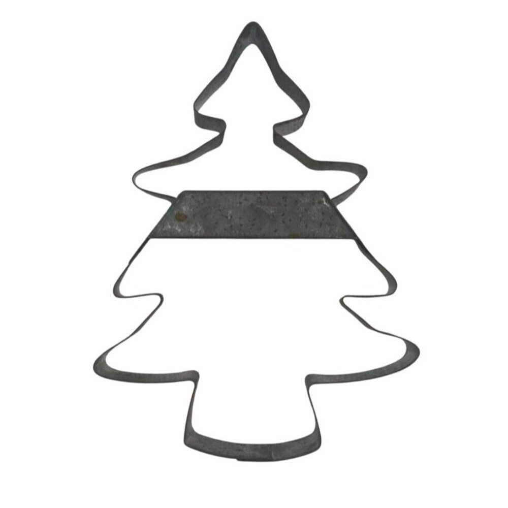 Vintage Primitive‎ CHRISTMAS TREE Giant 11" Jumbo COOKIE CUTTER Tin Patina Decor